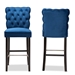 Baxton Studio Daphne Modern and Contemporary Navy Blue Velvet Fabric Upholstered and Dark Brown Finished Wood 2-Piece Bar Stool Set - BSOBBT5409B-Navy Blue Velvet/Wenge-BS