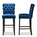 Baxton Studio Daphne Modern and Contemporary Navy Blue Velvet Fabric Upholstered and Dark Brown Finished Wood 2-Piece Bar Stool Set - BSOBBT5409B-Navy Blue Velvet/Wenge-BS