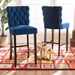 Baxton Studio Daphne Modern and Contemporary Navy Blue Velvet Fabric Upholstered and Dark Brown Finished Wood 2-Piece Bar Stool Set - BSOBBT5409B-Navy Blue Velvet/Wenge-BS