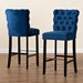 Baxton Studio Daphne Modern and Contemporary Navy Blue Velvet Fabric Upholstered and Dark Brown Finished Wood 2-Piece Bar Stool Set - BSOBBT5409B-Navy Blue Velvet/Wenge-BS