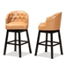 Baxton Studio Theron Modern and Contemporary Transitional Tan Faux Leather Upholstered and Dark Brown Finished Wood 2-Piece Swivel Bar Stool Set - BSOBBT5210B-Tan/Wenge-BS