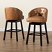 Baxton Studio Theron Modern and Contemporary Transitional Tan Faux Leather Upholstered and Dark Brown Finished Wood 2-Piece Swivel Bar Stool Set - BSOBBT5210B-Tan/Wenge-BS