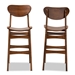 Baxton Studio Katya Mid-Century Modern Walnut Brown Finished Wood 2-Piece Bar Stool Set - BSORH378BP-Walnut Bent Seat-BS-2PK