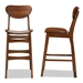 Baxton Studio Katya Mid-Century Modern Walnut Brown Finished Wood 2-Piece Bar Stool Set - BSORH378BP-Walnut Bent Seat-BS-2PK