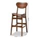 Baxton Studio Katya Mid-Century Modern Walnut Brown Finished Wood 2-Piece Bar Stool Set - BSORH378BP-Walnut Bent Seat-BS-2PK