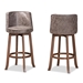 Baxton Studio Adams Modern Transitional Distressed Grey Fabric Upholstered and Walnut Brown Finished Wood 2-Piece Bar Stool Set - BSORDC782SW-Grey/Walnut-BS-2PC Set