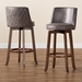 Baxton Studio Adams Modern Transitional Distressed Grey Fabric Upholstered and Walnut Brown Finished Wood 2-Piece Bar Stool Set - BSORDC782SW-Grey/Walnut-BS-2PC Set