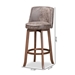 Baxton Studio Adams Modern Transitional Distressed Grey Fabric Upholstered and Walnut Brown Finished Wood 2-Piece Bar Stool Set - BSORDC782SW-Grey/Walnut-BS-2PC Set