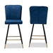 Baxton Studio Preston Modern Luxe and Glam Navy Blue Velvet Fabric Upholstered and Two-Tone Black and Gold Finished Metal 2-Piece Bar Stool Set - BSODC179-Navy Blue Velvet/Gold-BS