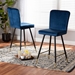 Baxton Studio Preston Modern Luxe and Glam Navy Blue Velvet Fabric Upholstered and Two-Tone Black and Gold Finished Metal 2-Piece Bar Stool Set - BSODC179-Navy Blue Velvet/Gold-BS