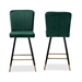 Baxton Studio Preston Modern Luxe and Glam Green Velvet Fabric Upholstered and Two-Tone Black and Gold Finished Metal 2-Piece Bar Stool Set - BSODC179-Emerald Green Velvet/Gold-BS