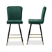 Baxton Studio Preston Modern Luxe and Glam Green Velvet Fabric Upholstered and Two-Tone Black and Gold Finished Metal 2-Piece Bar Stool Set - BSODC179-Emerald Green Velvet/Gold-BS