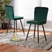 Baxton Studio Preston Modern Luxe and Glam Green Velvet Fabric Upholstered and Two-Tone Black and Gold Finished Metal 2-Piece Bar Stool Set - BSODC179-Emerald Green Velvet/Gold-BS