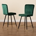 Baxton Studio Preston Modern Luxe and Glam Green Velvet Fabric Upholstered and Two-Tone Black and Gold Finished Metal 2-Piece Bar Stool Set - BSODC179-Emerald Green Velvet/Gold-BS