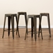 Baxton Studio Horton Modern and Contemporary Industrial Gunmetal Finished Metal 4-Piece Stackable Bar Stool Set - BSOAY-MC07-Gun Metal-BS