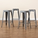 Baxton Studio Horton Modern and Contemporary Industrial Grey Finished Metal 4-Piece Stackable Bar Stool Set - BSOAY-MC07-Dark Grey-BS