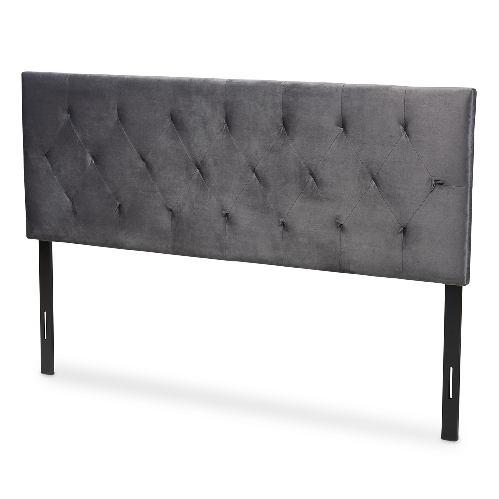 Baxton Studio Felix Modern and Contemporary Grey Velvet Fabric Upholstered Queen Size Headboard