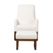 Baxton Studio Yashiya Mid-Century Modern Off-White Boucle Upholstered and Walnut Brown Finished Wood 2-Piece Rocking Chair and Ottoman Set - BSOBBT5199-Cream/Walnut Set