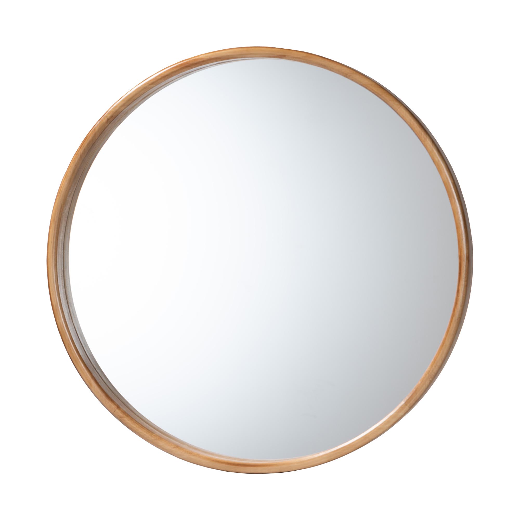 Baxton Studio Tazara Japandi Natural Round Accent Wall Mirror