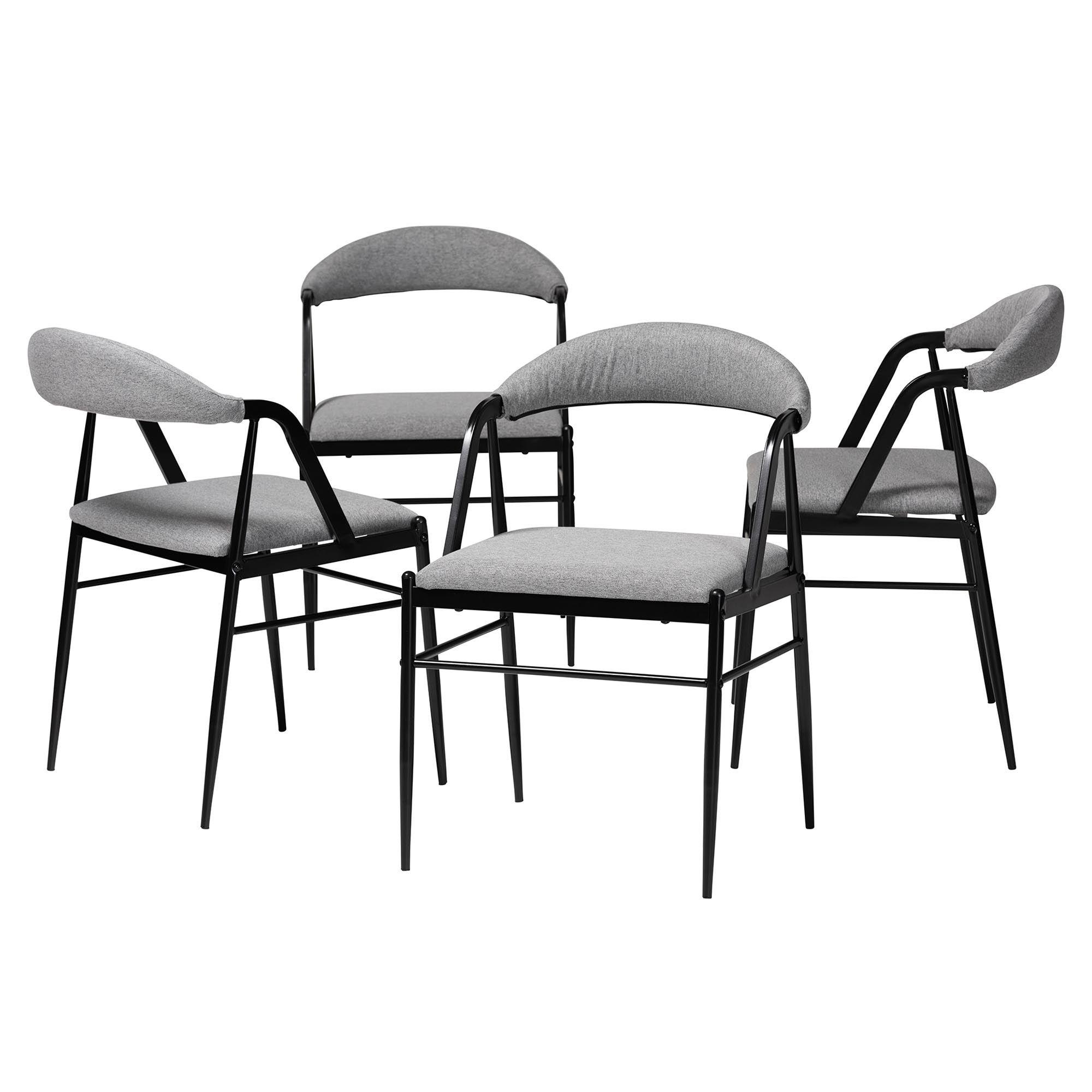 Baxton Studio Orrin Modern Industrial Grey Fabric and Metal 4-Piece Dining Chair Set