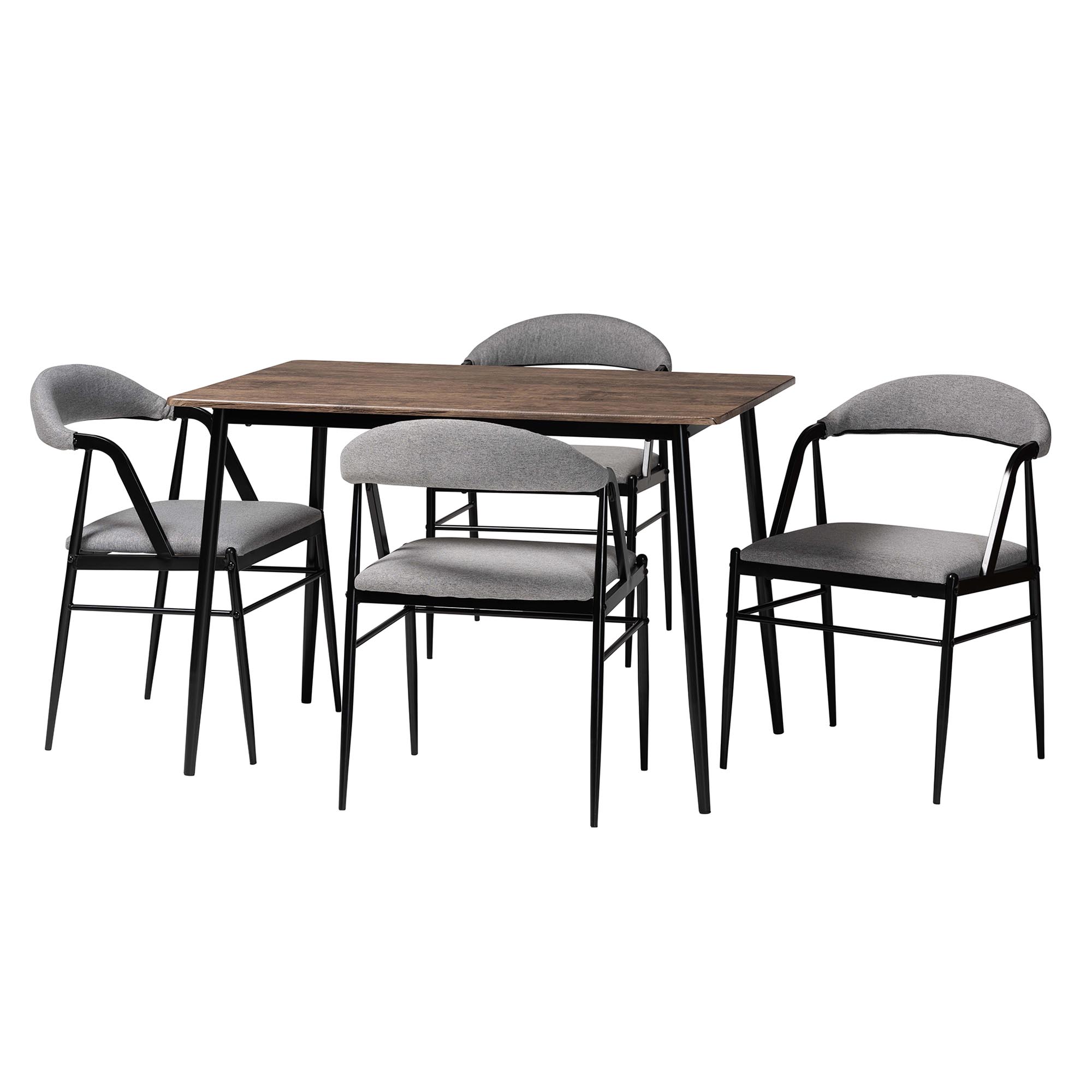 Baxton Studio Orrin Modern Industrial Grey Fabric and Metal 5-Piece Dining Set