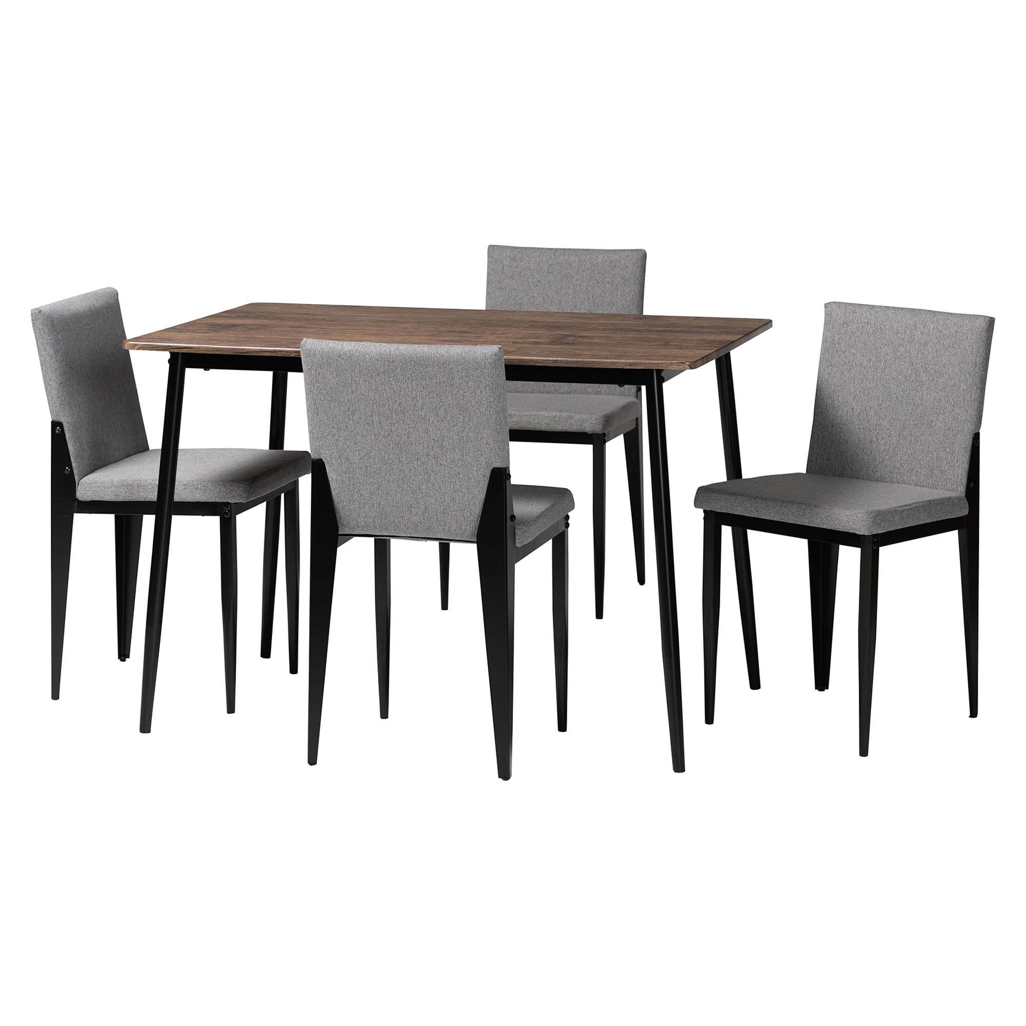 Baxton Studio Bishop Industrial Grey Fabric and Metal 5-Piece Dining Set