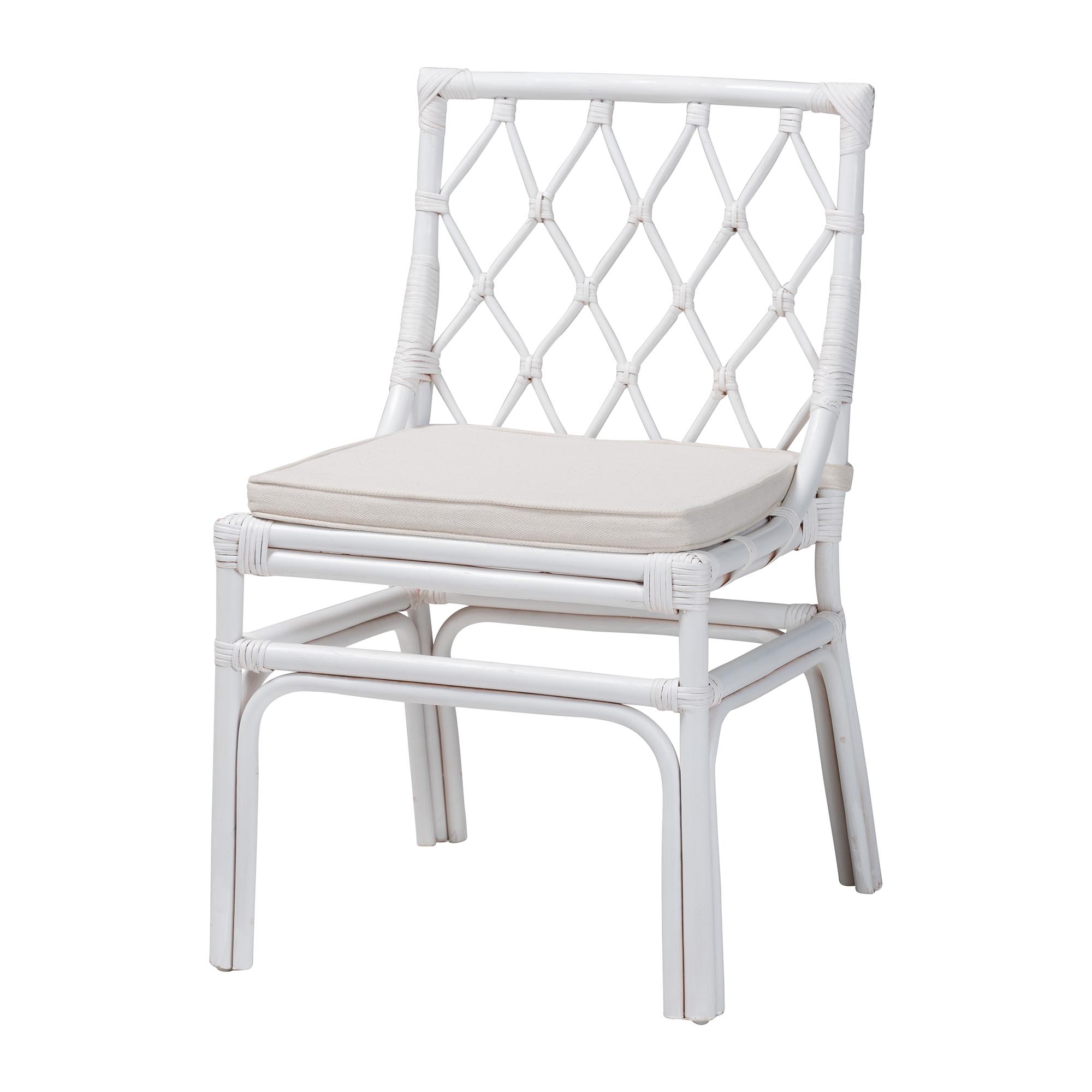 bali & pari Carwyn Bohemian White Rattan Dining Chair