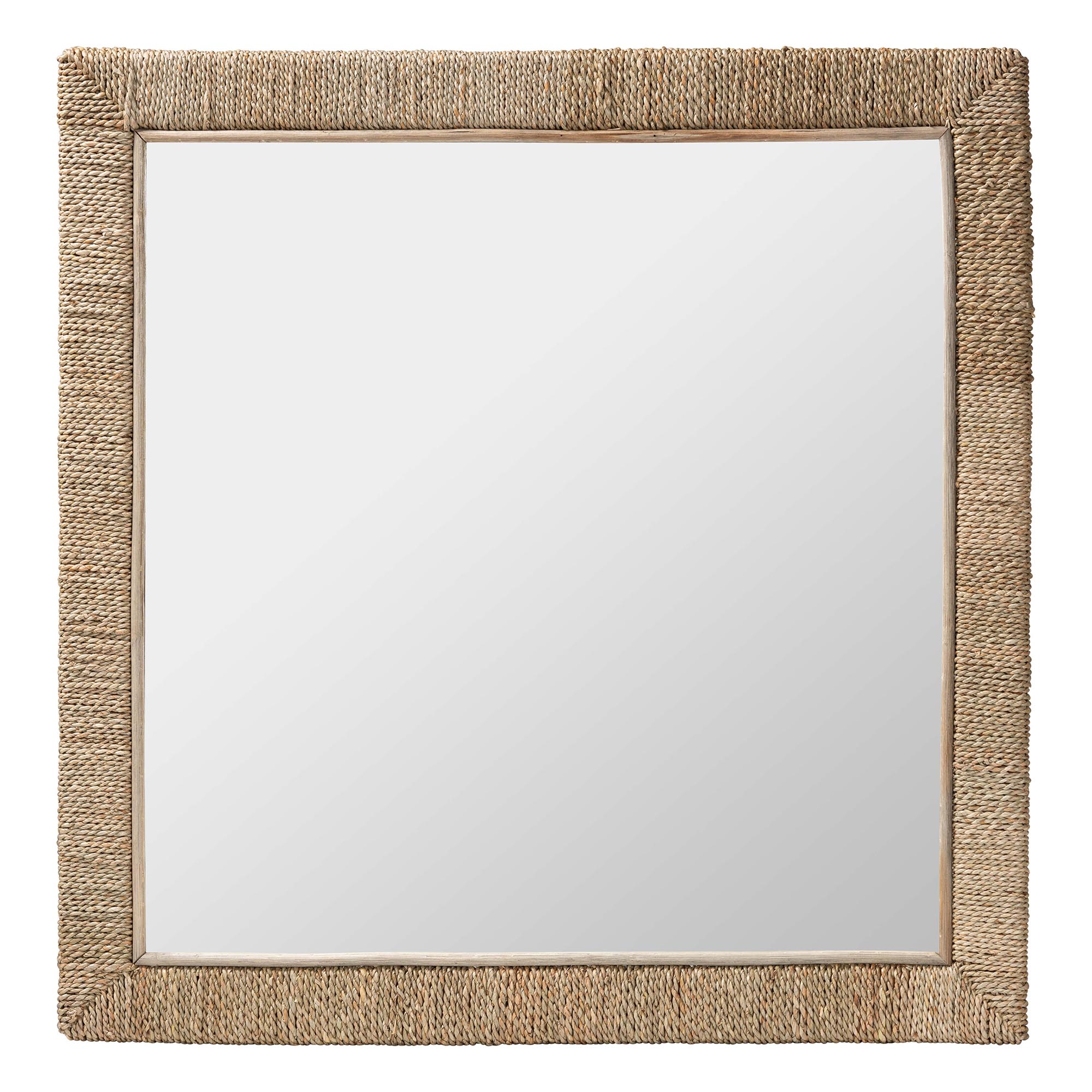 bali & pari Geralyn Japandi Natural Seagrass Square Wall Mirror