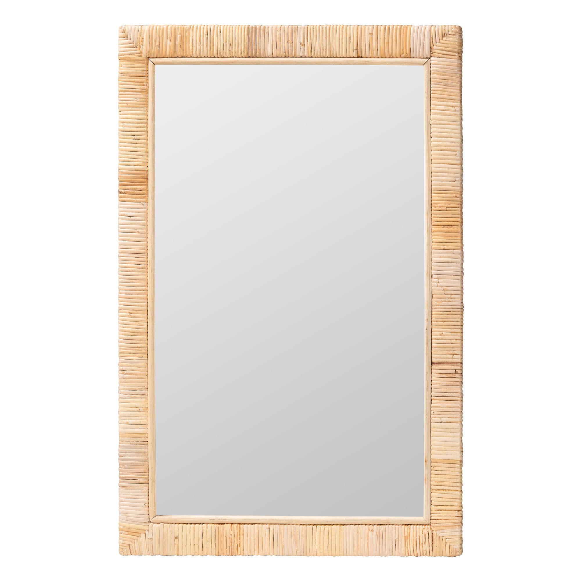 bali & pari Lankston Bohemian Natural Rattan Rectangle Accent Wall Mirror