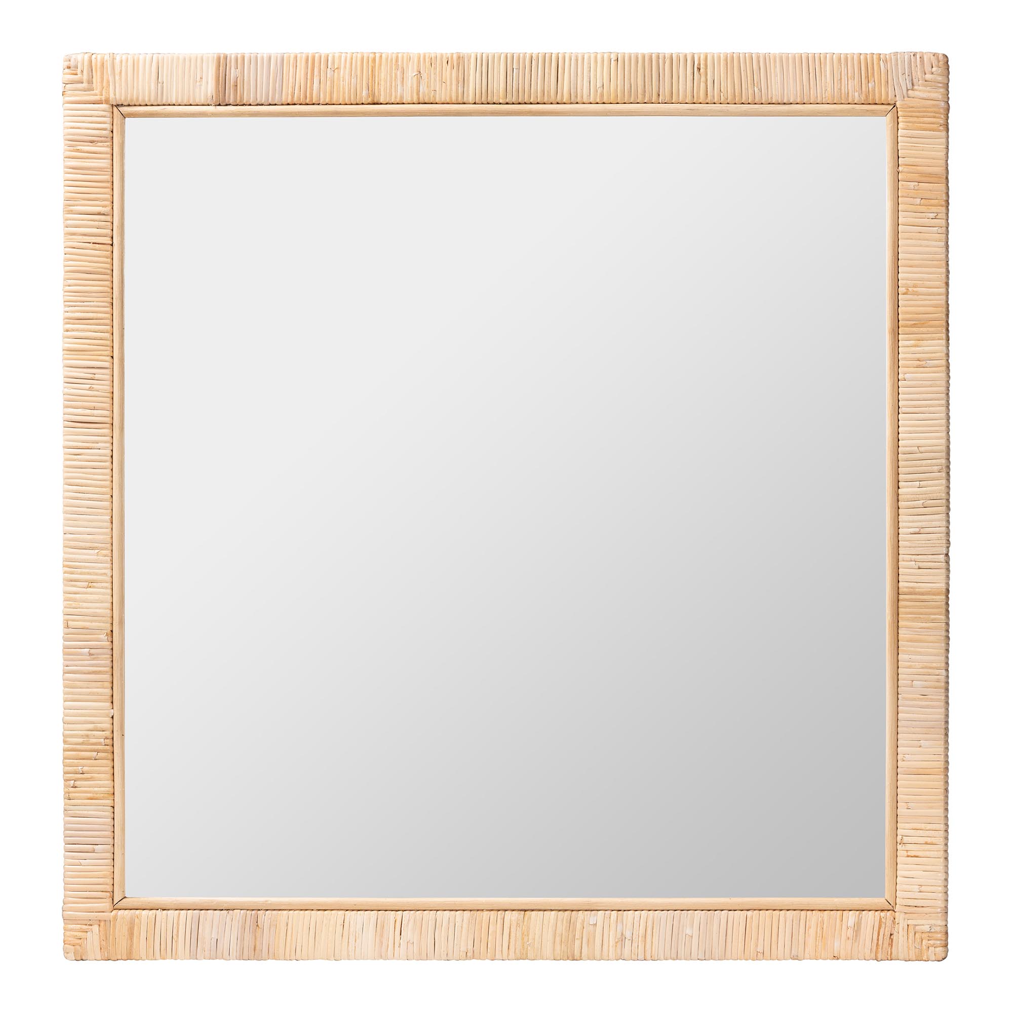 bali & pari Lankston Bohemian Natural Rattan Square Accent Wall Mirror