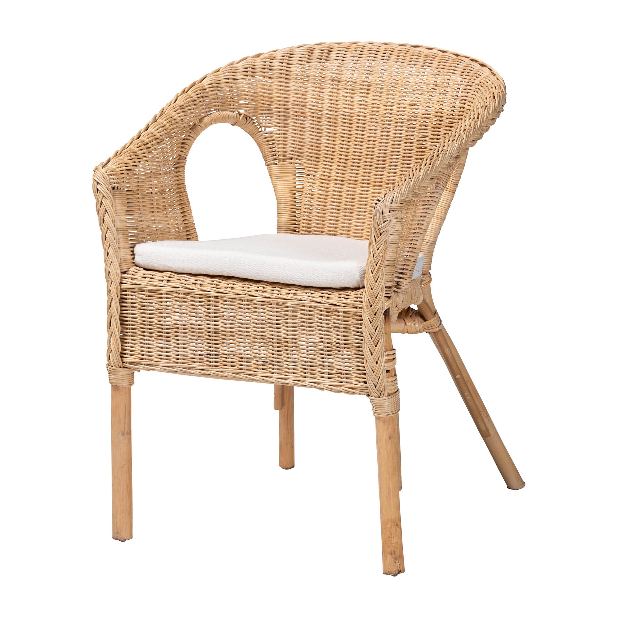 bali & pari Abbey Modern Bohemian Natural Rattan Dining Chair