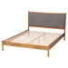 Baxton Studio Jaiana Mid-Century Grey Fabric and Oak Brown Wood Queen Size Bed - BSOBBT61187-Grey/Natural Oak-Queen