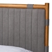 Baxton Studio Jaiana Mid-Century Grey Fabric and Oak Brown Wood Queen Size Bed - BSOBBT61187-Grey/Natural Oak-Queen