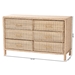 bali & pari Lanica Japandi Sun-Bleached Braided Rattan 6-Drawer Dresser - BSOBraided Sun Bleached Ivory-Wood/Rattan-6DW-Dresser