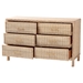 bali & pari Lanica Japandi Sun-Bleached Braided Rattan 6-Drawer Dresser - BSOBraided Sun Bleached Ivory-Wood/Rattan-6DW-Dresser