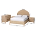 bali & pari Lanica Japandi Sun-Bleached Braided Rattan Queen Size 4-Piece Bedroom Set - BSOBraided Sun Bleached Ivory-Wood/Rattan-4PC Bedroom Set-New