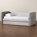 Baxton Studio Finch Modern Light Grey Velvet Fabric Twin Size Daybed with Trundle - BSOCF9382-A-Light Grey-Daybed-T/T