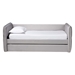 Baxton Studio Finch Modern Light Grey Velvet Fabric Full Size Daybed with Trundle - BSOCF9382-A-Light Grey-Daybed-F/T