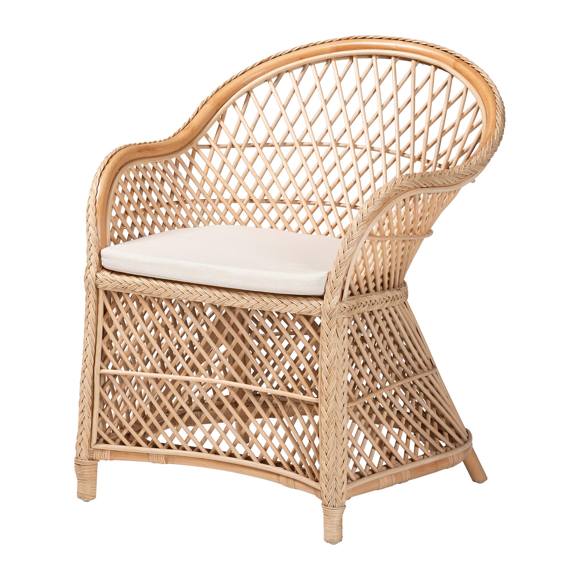 bali & pari Casilda Bohemian Natural Braided Rattan Arm Chair