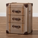 Baxton Studio Naylor Vintage Matte Bronze 3-Drawer Cabinet - BSOJY24A008-Wooden-Cabinet