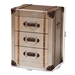 Baxton Studio Naylor Vintage Matte Bronze 3-Drawer Cabinet - BSOJY24A008-Wooden-Cabinet