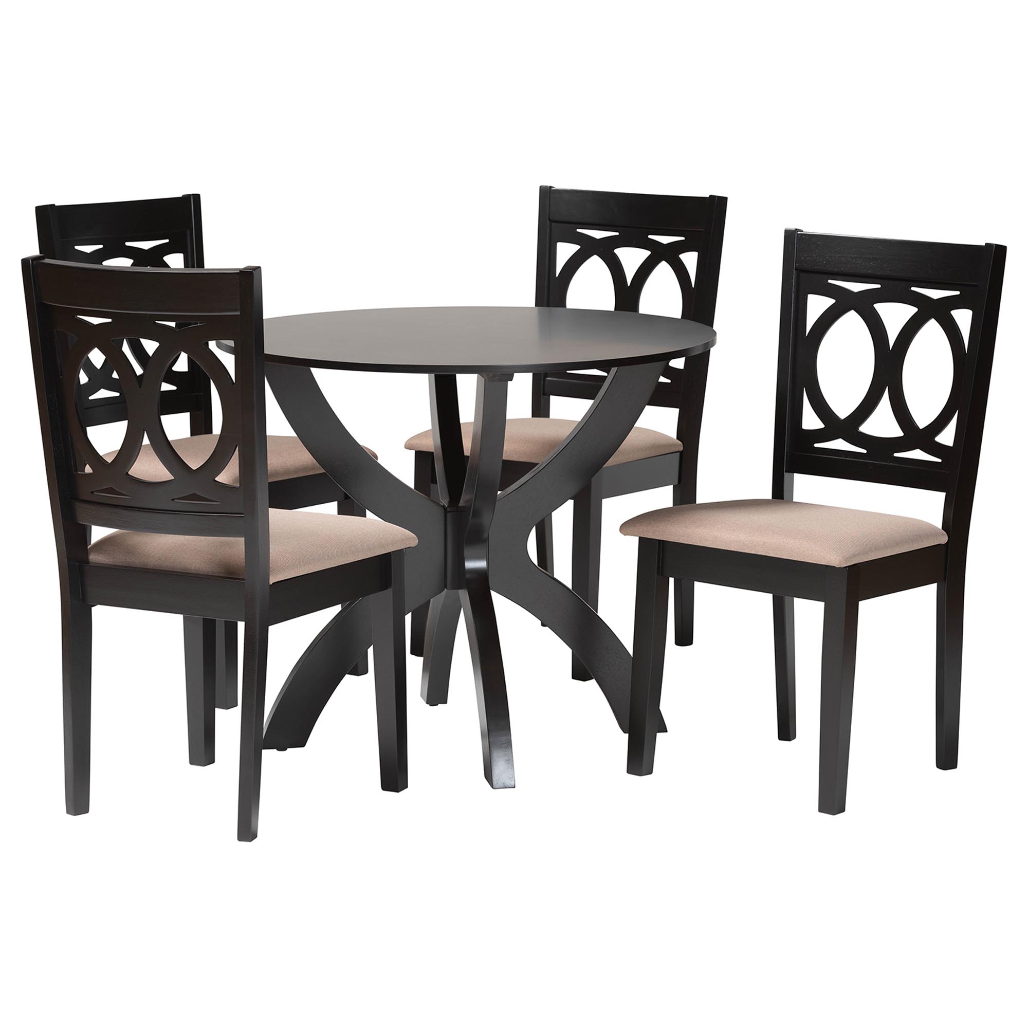 Baxton Studio Rita Modern Sand Dark Brown Finished Wood 5-Piece Dining Set