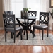 Baxton Studio Rita Modern Grey and Dark Brown Finished Wood 5-Piece Dining Set - BSORita-Grey/Dark Brown-5PC Dining Set