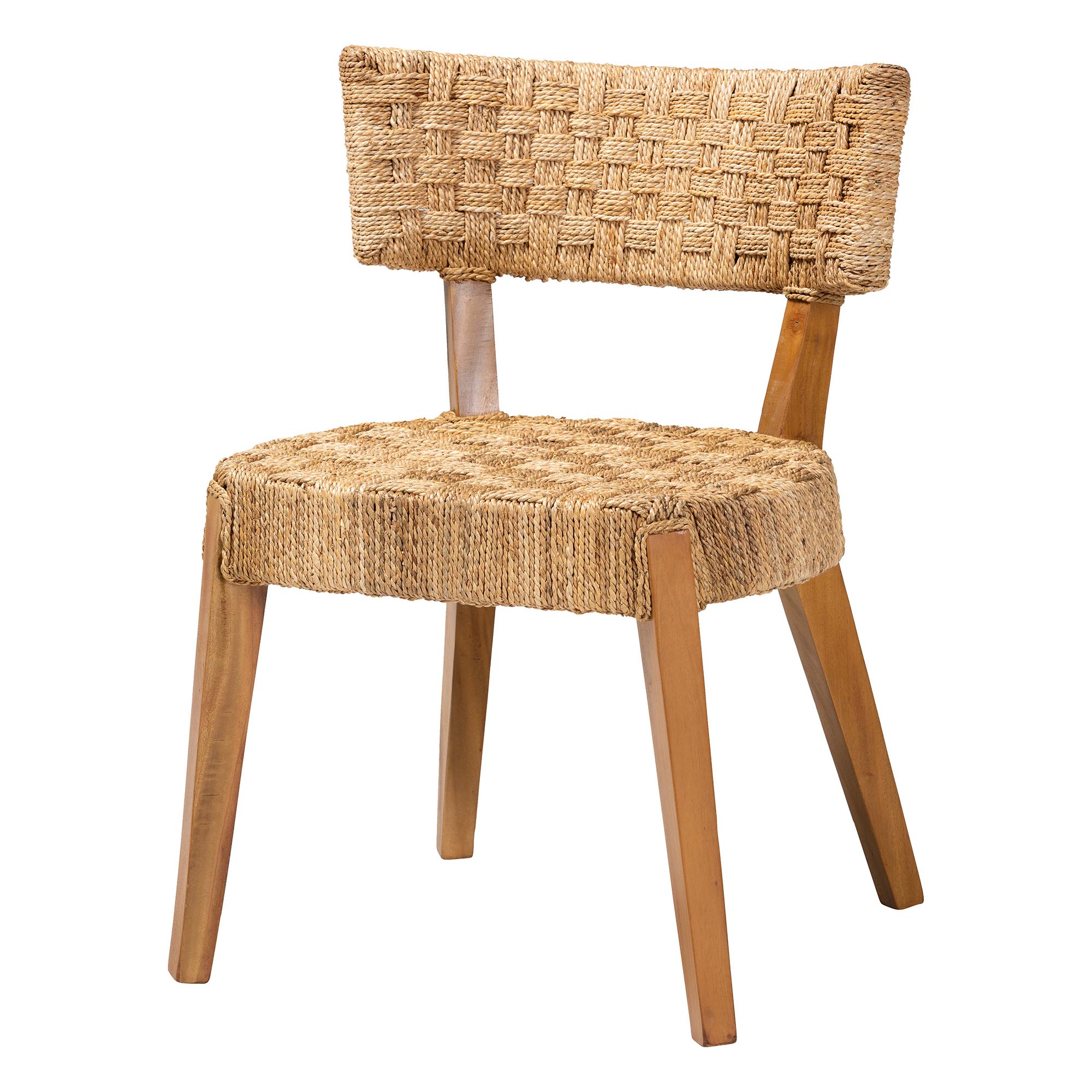 bali & pari Sabit Bohemian Seagrass and Mahogany Wood Dining Chair