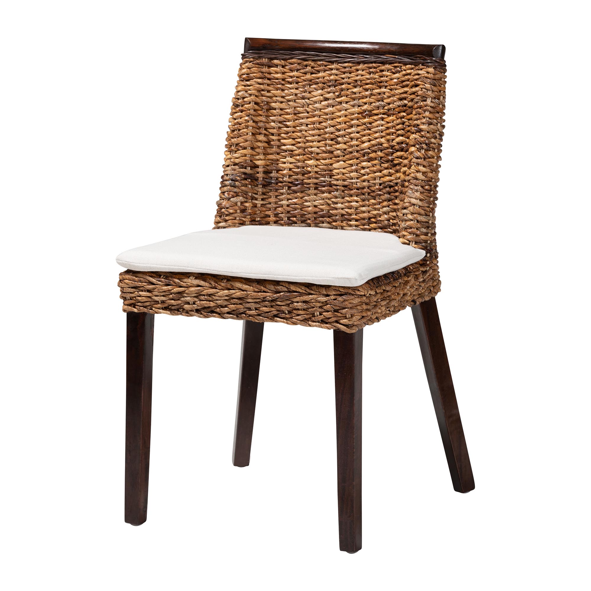 bali & pari Abbas Bohemian Seagrass and Dark Brown Wood Dining Chair