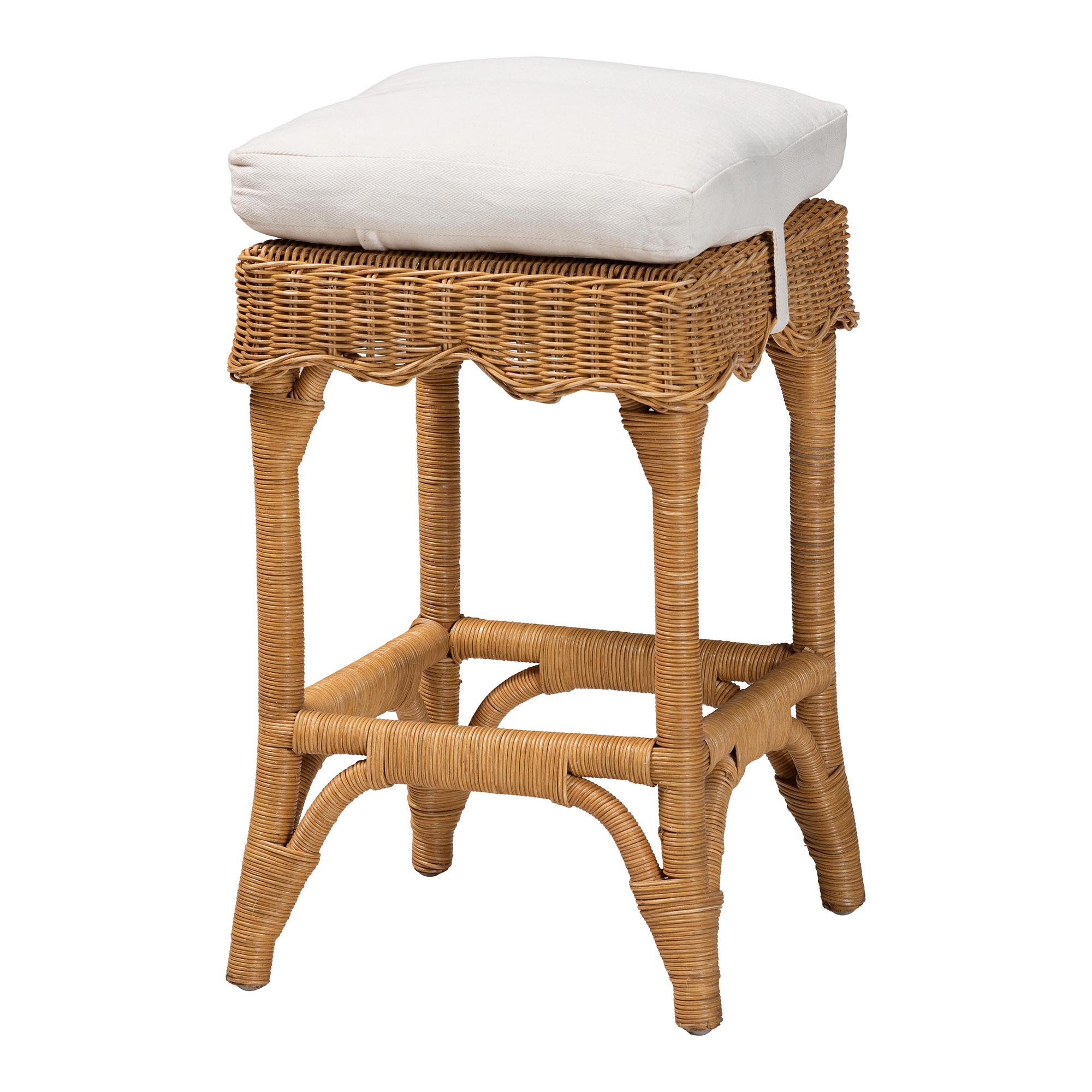 bali & pari Muy Bohemian Scallop Honey Rattan Counter Stool