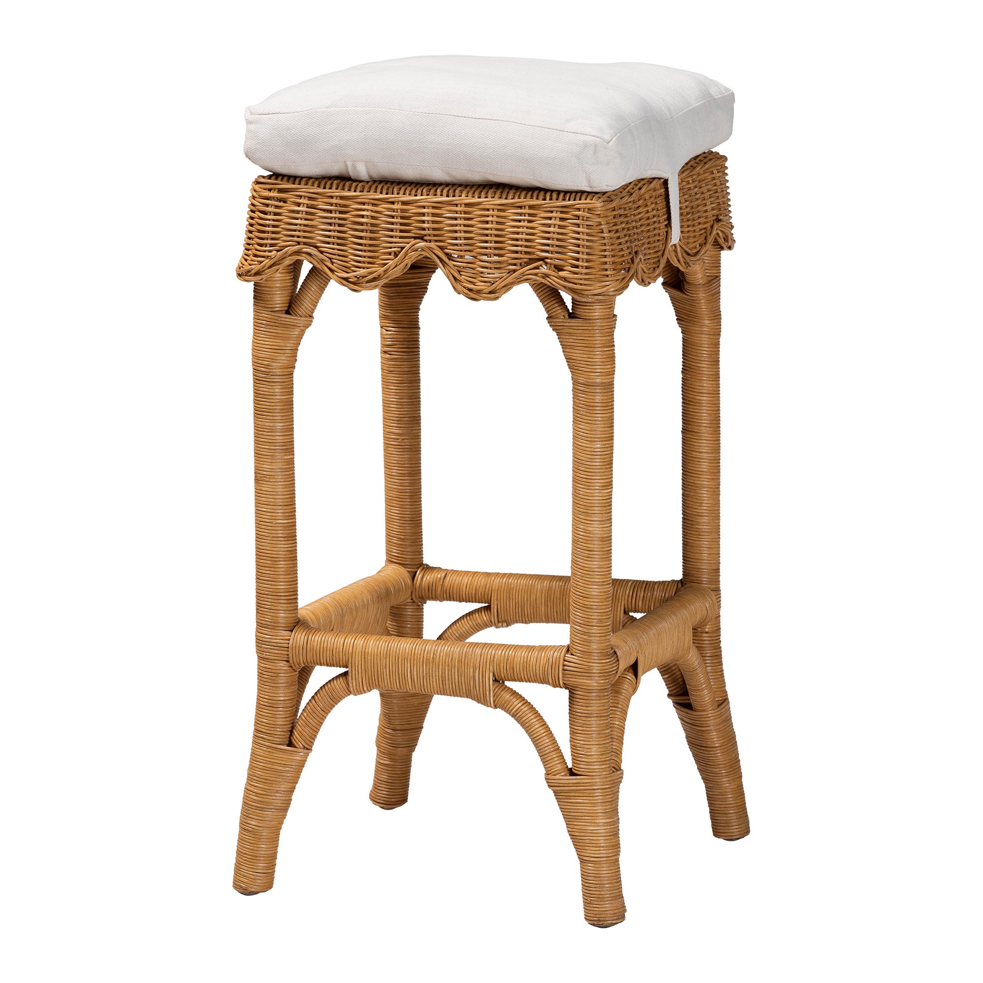 bali & pari Muy Bohemian Scallop Honey Rattan Bar Stool