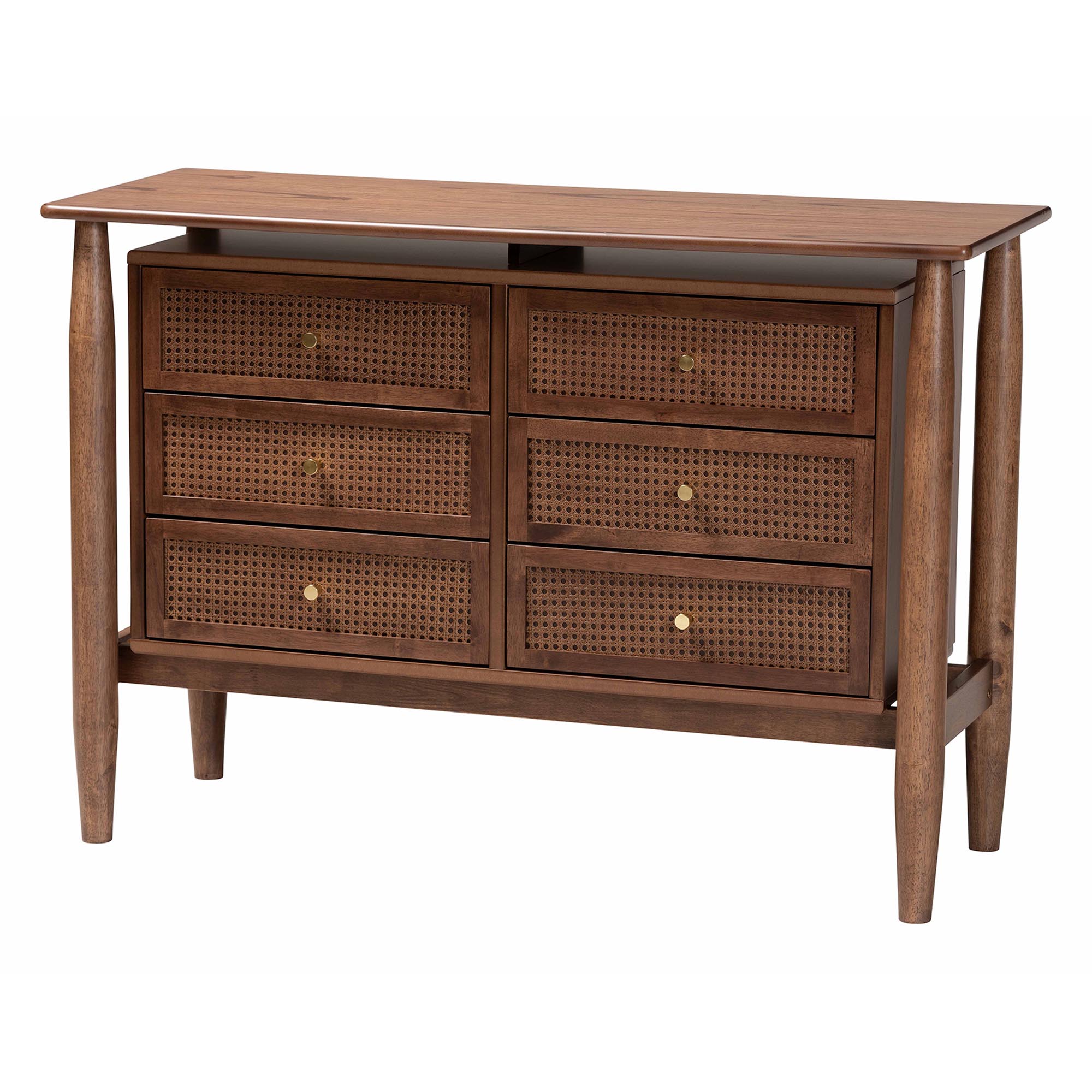 Baxton Studio Alyssa Japandi Walnut Brown Wood 6-Drawer Dresser