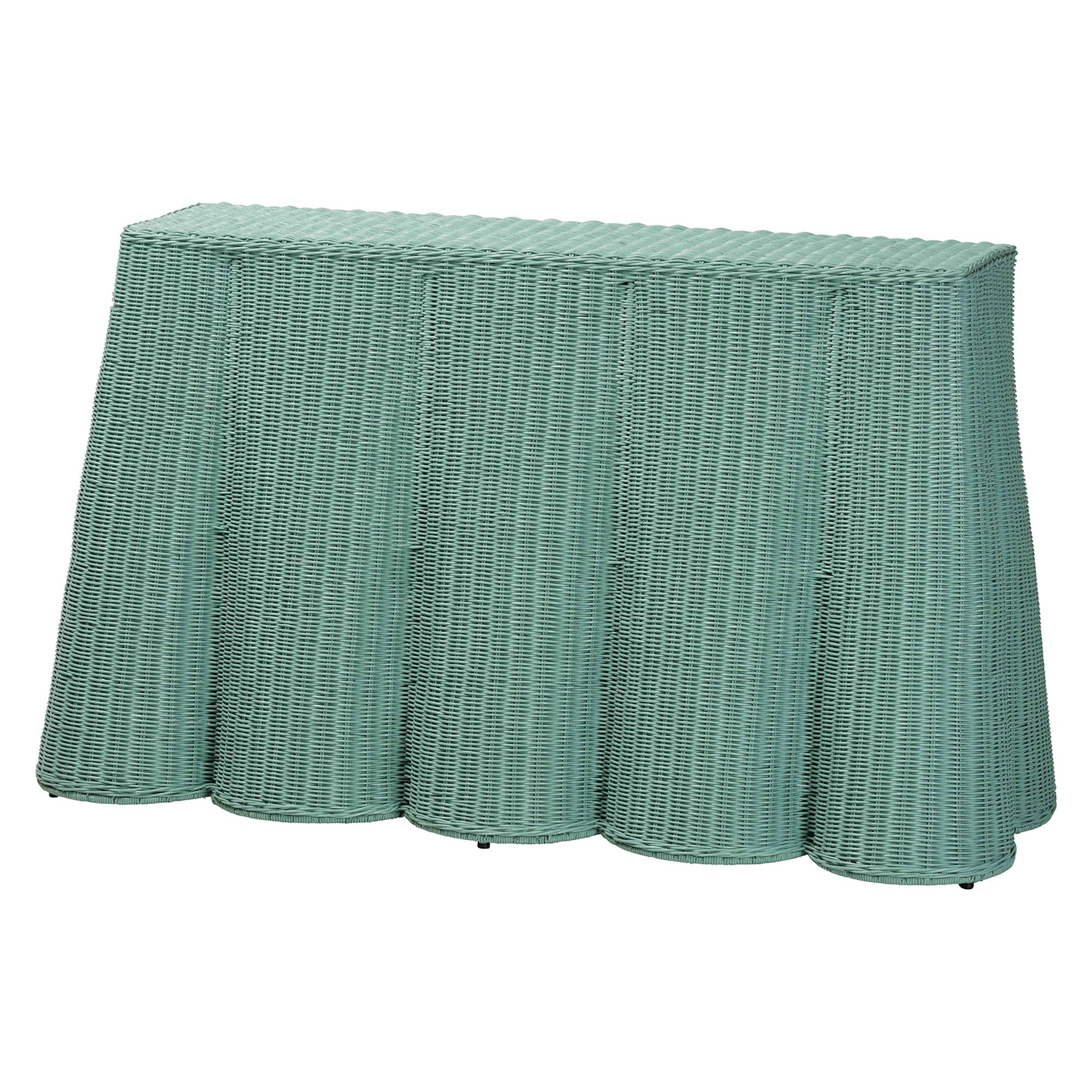 bali & pari Palm Bohemian Seafoam Green Scallop Rattan Console Table