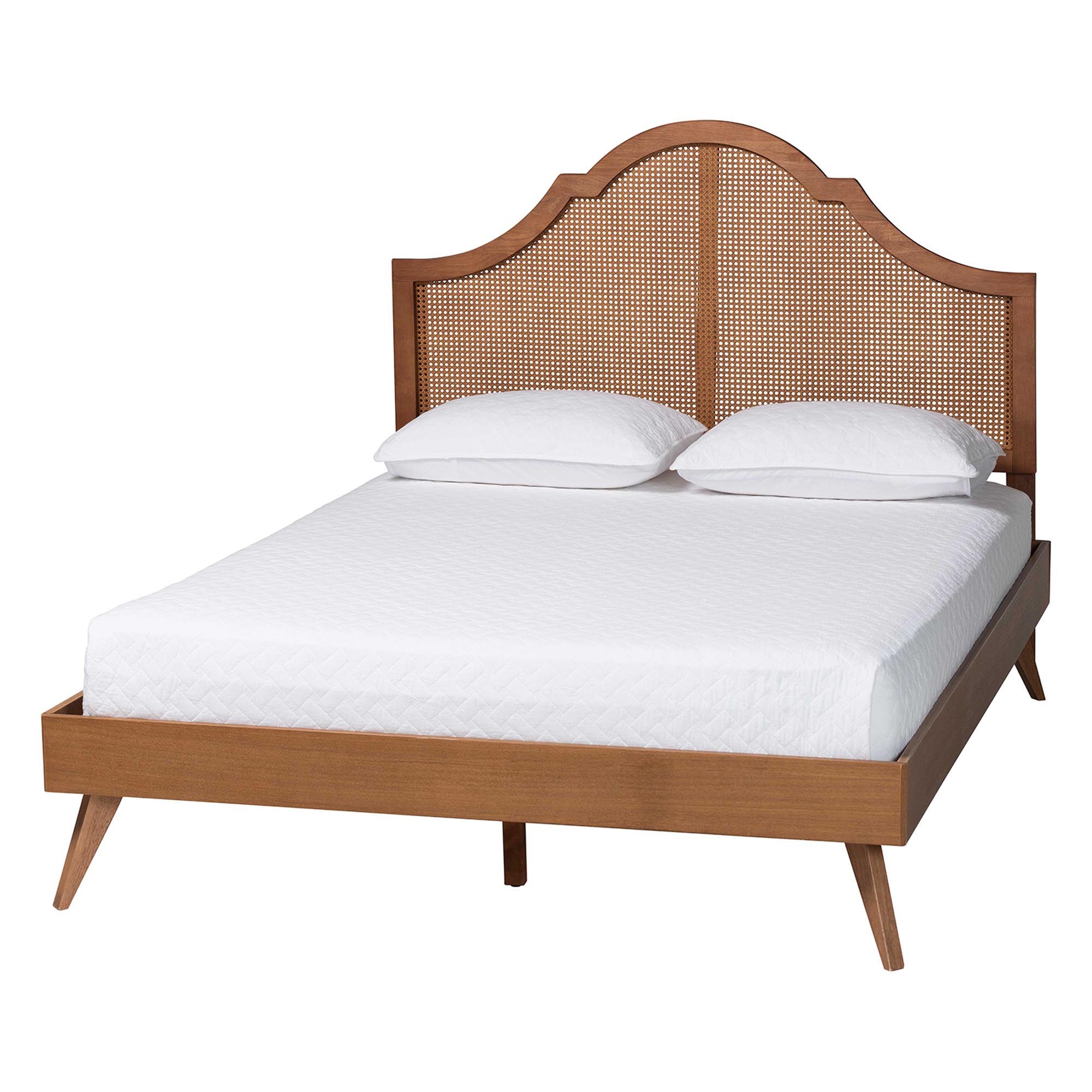 Baxton Studio Alecia Mid-Century Ash Walnut Wood King Size Platform Bed